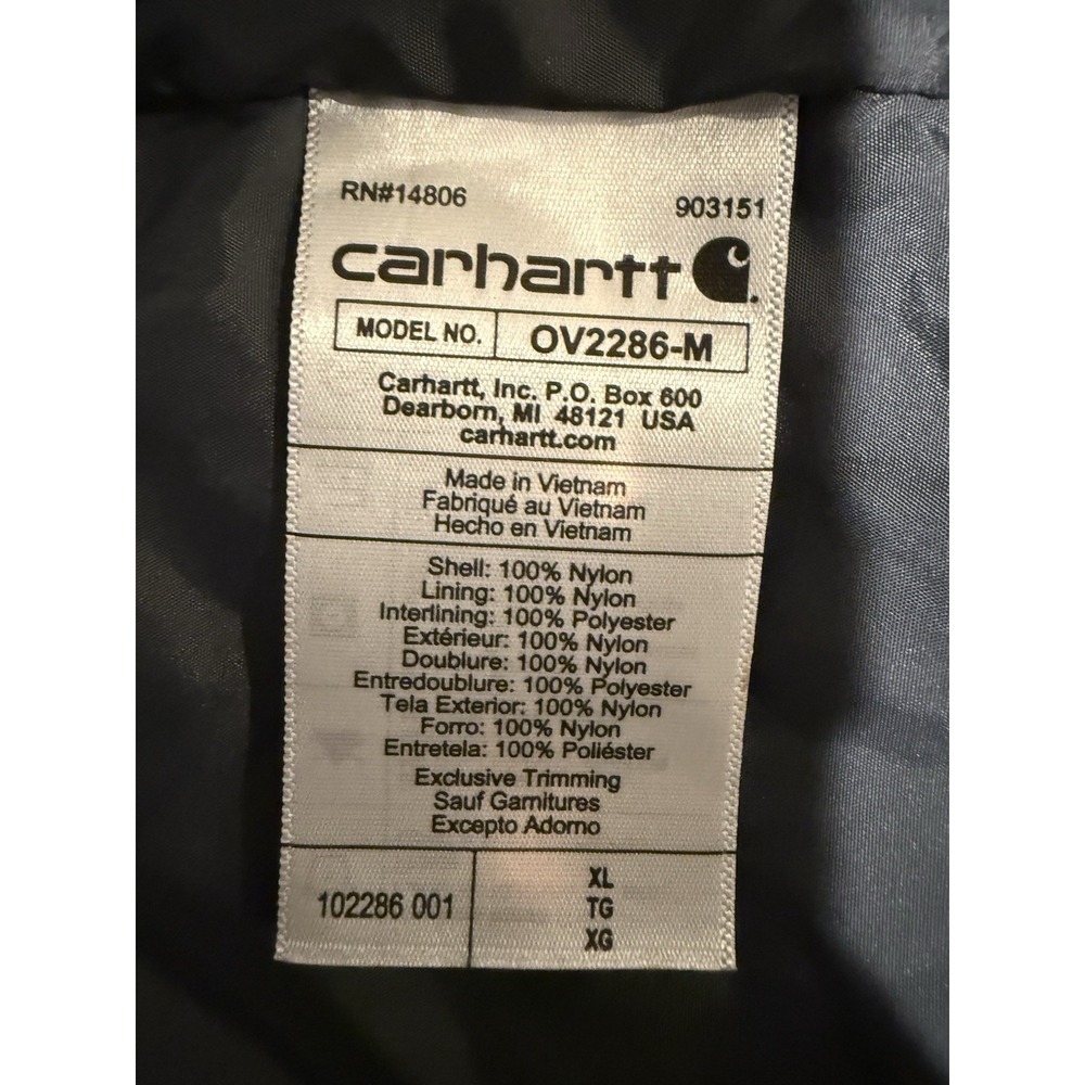 Carhartt Vest Mens Medium Black Gilliam Rain Defender Insulated Quilted 102286 - Picture 7 of 10